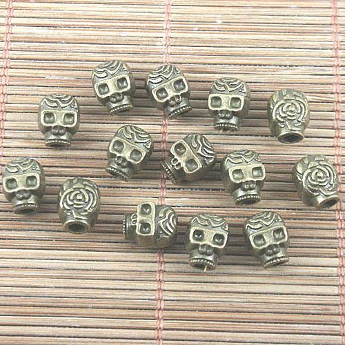 14pcs antiqued bronze color skull head design spacer beads H0810-1