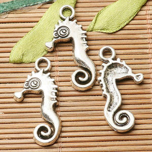 32pcs dark silver color cute cartoon sea-horse design charms  EF2765