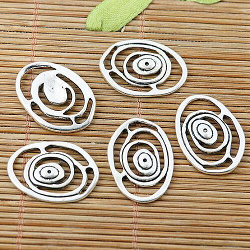 10pcs Tibetan silver color swirl  crafted oval eye design EF2018