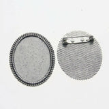 Lote de 2 cabujón ovalado de color plata tibetana de 25 x 35/25 x 18 mm, 30 x 40 mm y 13 x 18 mm, con diseño de broche.