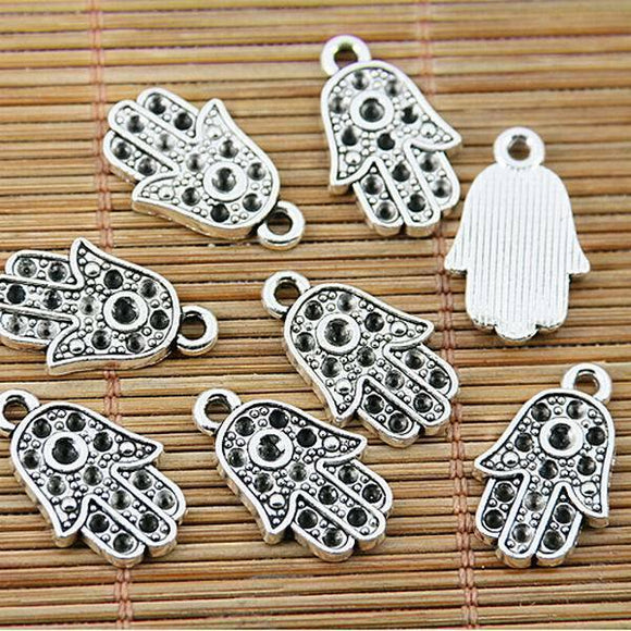 10pcs tibetan silver tone DIY making Hamsa Hand design charms EF1534