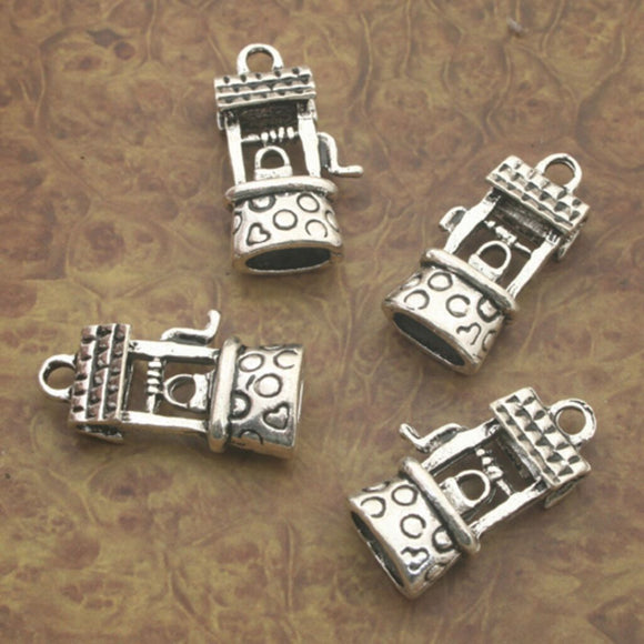 8pcs dark silver color crafted 2sided ancient well design  charms X0188