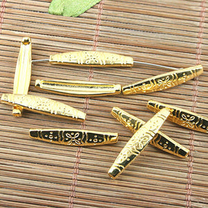 50pcs gold-tone patterned design charm findings h0375