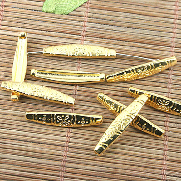 50pcs gold-tone patterned design charm findings h0375