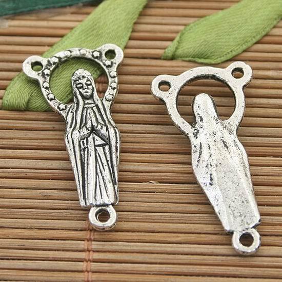 8pcs dark silver tone 3 holes madonna connectors h3121