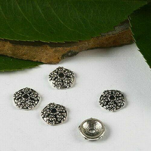 40PCS Tibetan silver tone floral 8mm bead caps H2930