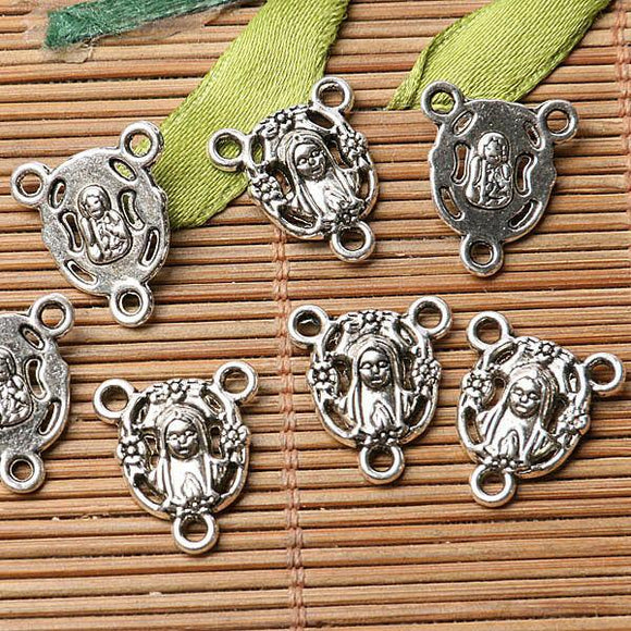 Tibetan silver plated Madonna 3 holes connectors 52pcs  EF3552