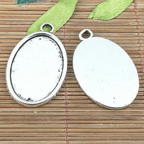 4pcs tibetan silver color 33x23.7mm oval cabochon settings EF0997