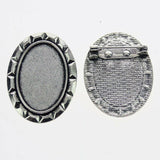 Lote de 2 cabujón ovalado de color plata tibetana de 25 x 35/25 x 18 mm, 30 x 40 mm y 13 x 18 mm, con diseño de broche.