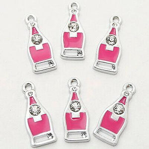 10pcs enamel hot pink bottle shaped design charms/pendants w1039