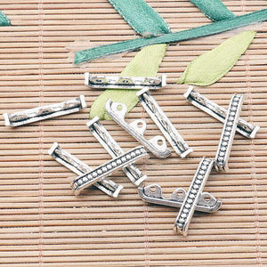 40pcs Tibetan silver 23MM LONG bar with 3holes h2538