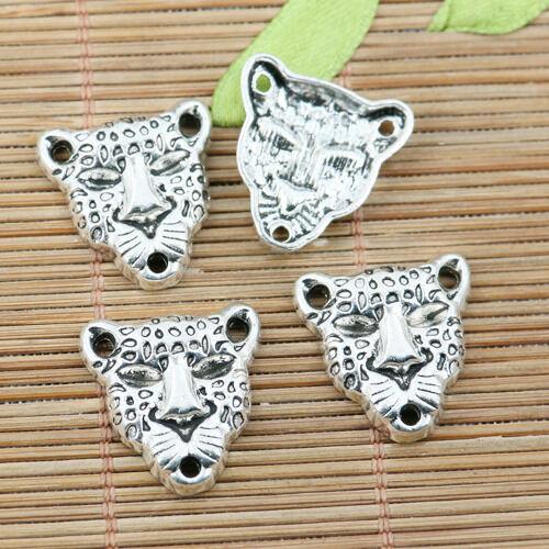 9pcs tibetan silver color leopard head design charms EF2271
