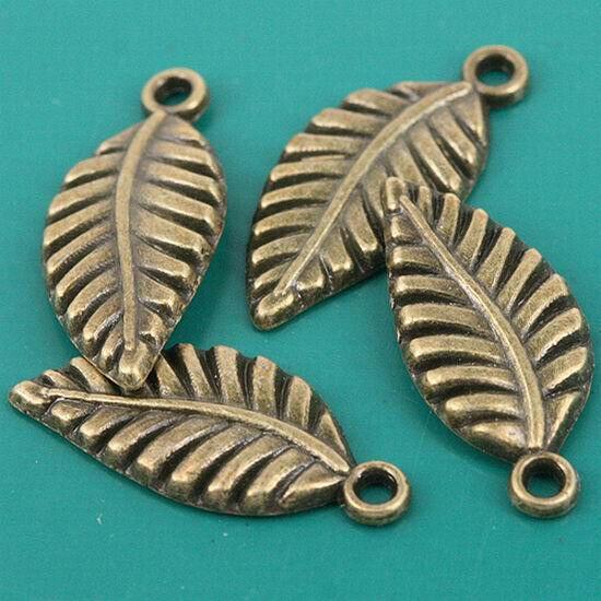 16pcs Antiqued bronze tone leaf design charms H0188