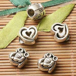 26pcs dark silver color heart shaped mouse head design spacer bead  EF2836