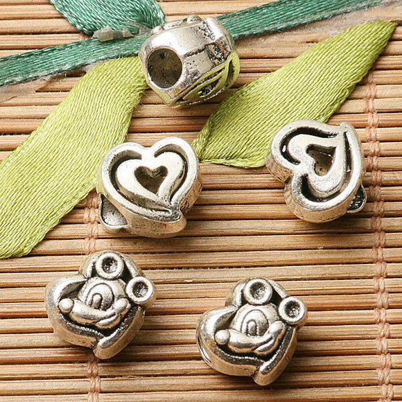 26pcs dark silver color heart shaped mouse head design spacer bead  EF2836