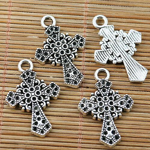 8pcs Tibetan silver flower cross charms EF2024