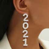 Fashion Jewelry Stud Earring 2021 Letter Diamond Long Earring