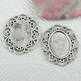 Oval shaped cabochon setting with floral rim to pick jewery making DIY