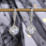 Fashion Square Crystal Drop Earrings Hook Rhinestones 925silver Plated x1 E511