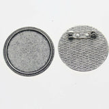 2pcs/lot Tibetan silver color ROUND shaped 30mm cabochon settings brooch design