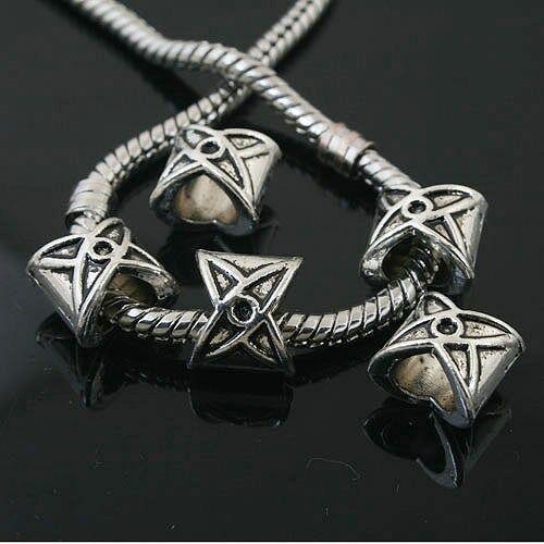 14pcs Tibetan Silver color 2sided pattern nice Loose Beads Fit bracelet L0129