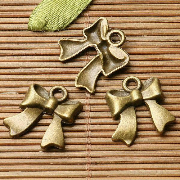 30pcs antiqued bronze color  crafted bow knot  design charms  EF2922