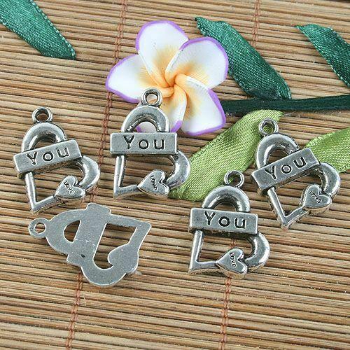 6pcs tibetan  silver color Lover You pendant charm G1129