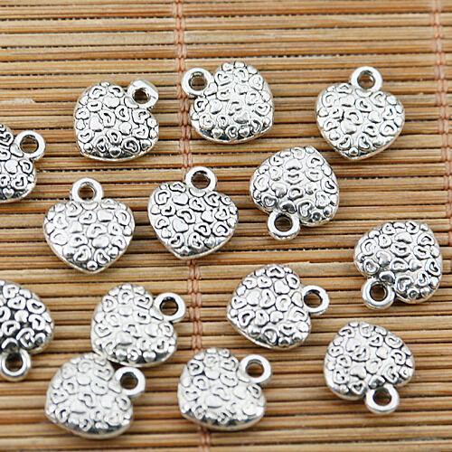 20pcs tibetan silver color 2sided heart charms EF1460