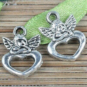 25pcs tibetan silver color Cupid Love design charms EF0272