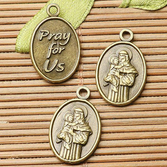 16pcs antiqued bronze color oval shaped religious protrait charms  EF2660