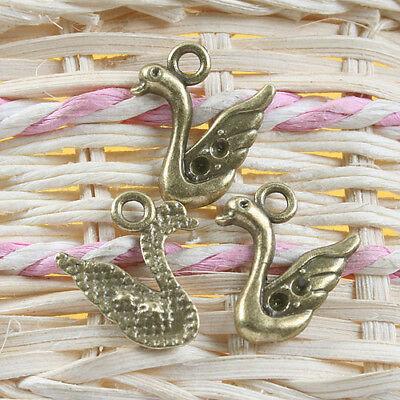 14pcs antiqued bronze swan design pendant charm G663