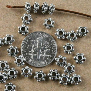 40pcs tibetan silver color 5x3mm daisy dot spacer beads H3717