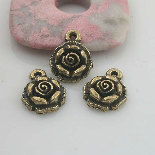 8pcs antiqued bronze color flower pendant charm G1777