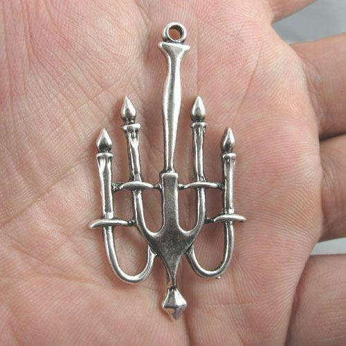 5pcs  antiqued silver Burning Candle charms  G403