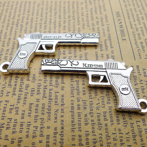 2Pcs 28*52mm Antique Silver Color Toy Gun Charms Necklace Keychain Special Pendant Accessory Charms For Boys Jewelry Making