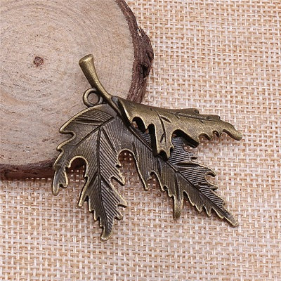 2pcs 55x45mm Antique Silver Color Antique Bronze Maple Leaf Pendant Charms For DIY Jewelry Making