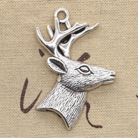 2pcs Charms Christmas Sika Deer 60x43mm Antique Silver Color Pendants DIY Crafts Making Findings Handmade Tibetan Jewelry