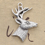 2pcs Charms Christmas Sika Deer 60x43mm Antique Silver Color Pendants DIY Crafts Making Findings Handmade Tibetan Jewelry