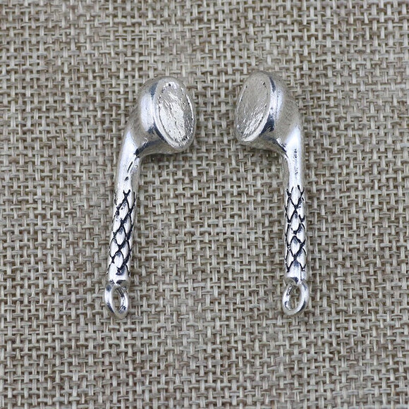 3 Pieces 13*42mm Newest Style Alloy Antique Silver Color Headphone Charms Vintage Pendant Accesssory  For DIY Jewelry Making