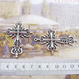 3 Pieces 43*64mm Mixed Alloy Antique Silver Color Cross Wicca Charms Bracelet Pendant Accessory For DIY Jewelry Making