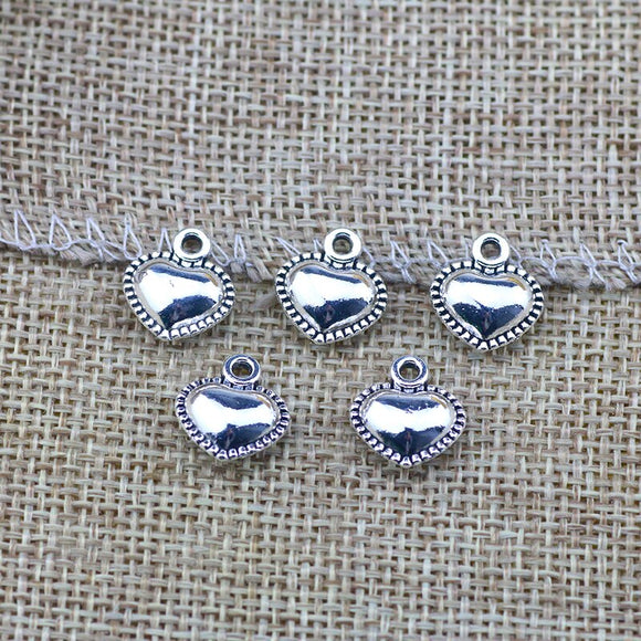 3 Pieces/Lot 11*13mm Antique Silver Plated Double Sided Alloy Heart Charms Pendant For Diy Jewelry Making