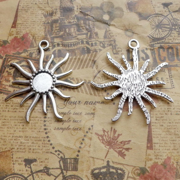 3 Pieces/Lot 51*46mm Antique Silver Plated Alloy Sun Charms Pendant For Diy Jewelry Making