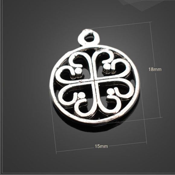30 PCS/Lot 15mm*18mm metal diy handmade tibetan silver small round pendant charms for jewlery diy