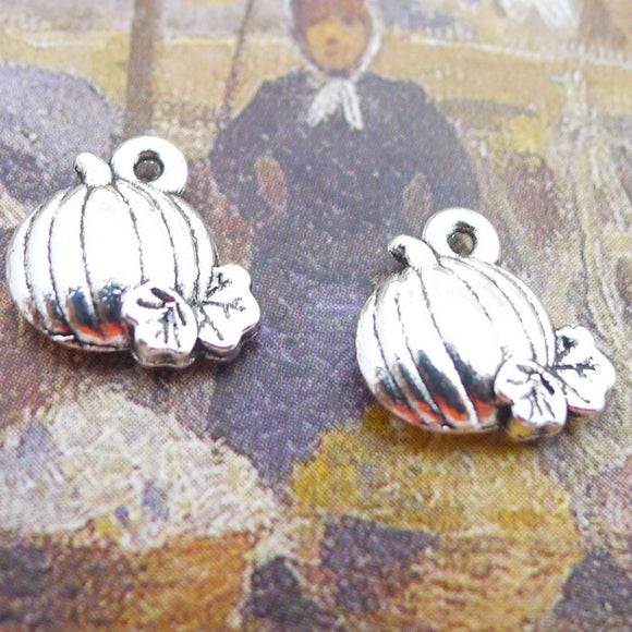 30 Pieces 10*9mm Mixed Alloy Antique Silver Color Pumpkin Charms Vintage Pendant Accessory For DIY Jewelry Making