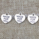 30 Pieces 15x14mm Antique Silver Color Heart-shaped Charms Alphabet Neacklace For DIY Jewelry Making