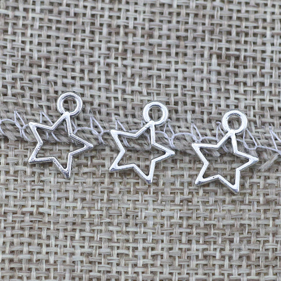 30 Pieces/Lot 9*12mm Antique Silver Plated Zinc Alloy Small Cute Pentagram Charm Star Charms For Diy Jewelry Making