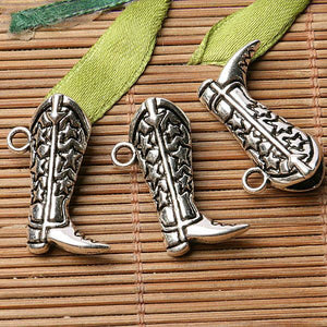 Tibetan silver plated carved star boot charm pendants   5pcs  EF3559