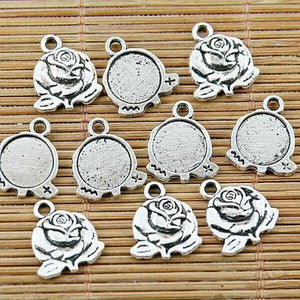 10pcs tibetan silver flower cabochon settings EF1408