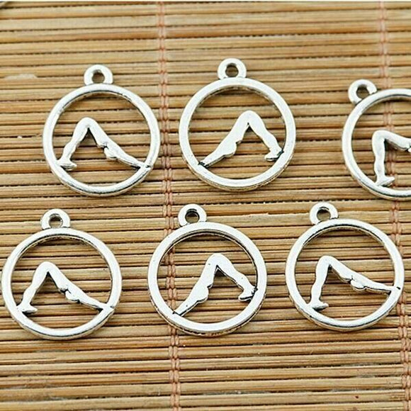 10pcs tibetan silver color gymnast callisthenic design charms EF1432