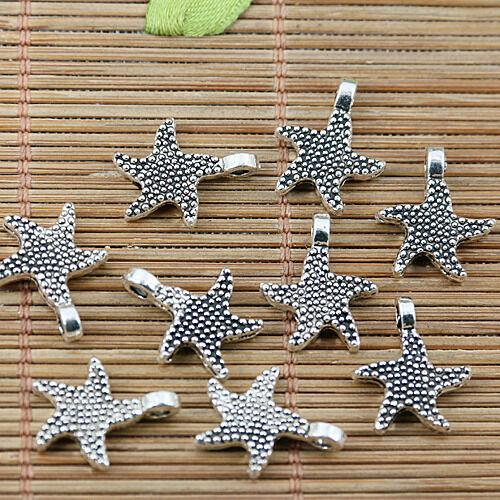 14pcs tibetan silver tone 2sided studded star charms EF1923